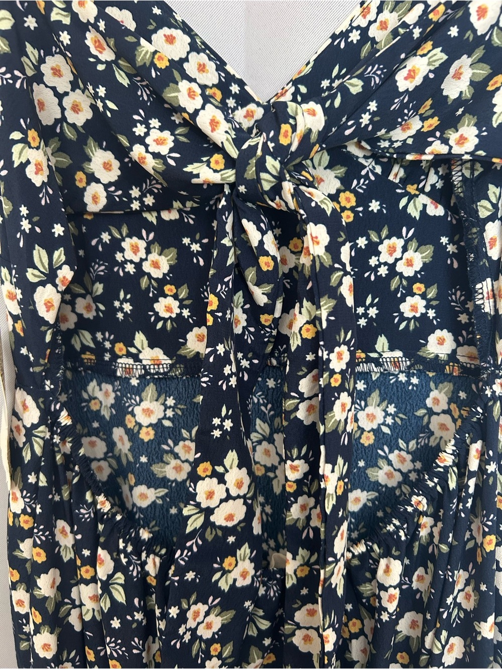 NWT Altar’d State Navy Floral Midi Dress Open Tie Back Spaghetti Straps Size Sm - Picture 5 of 9